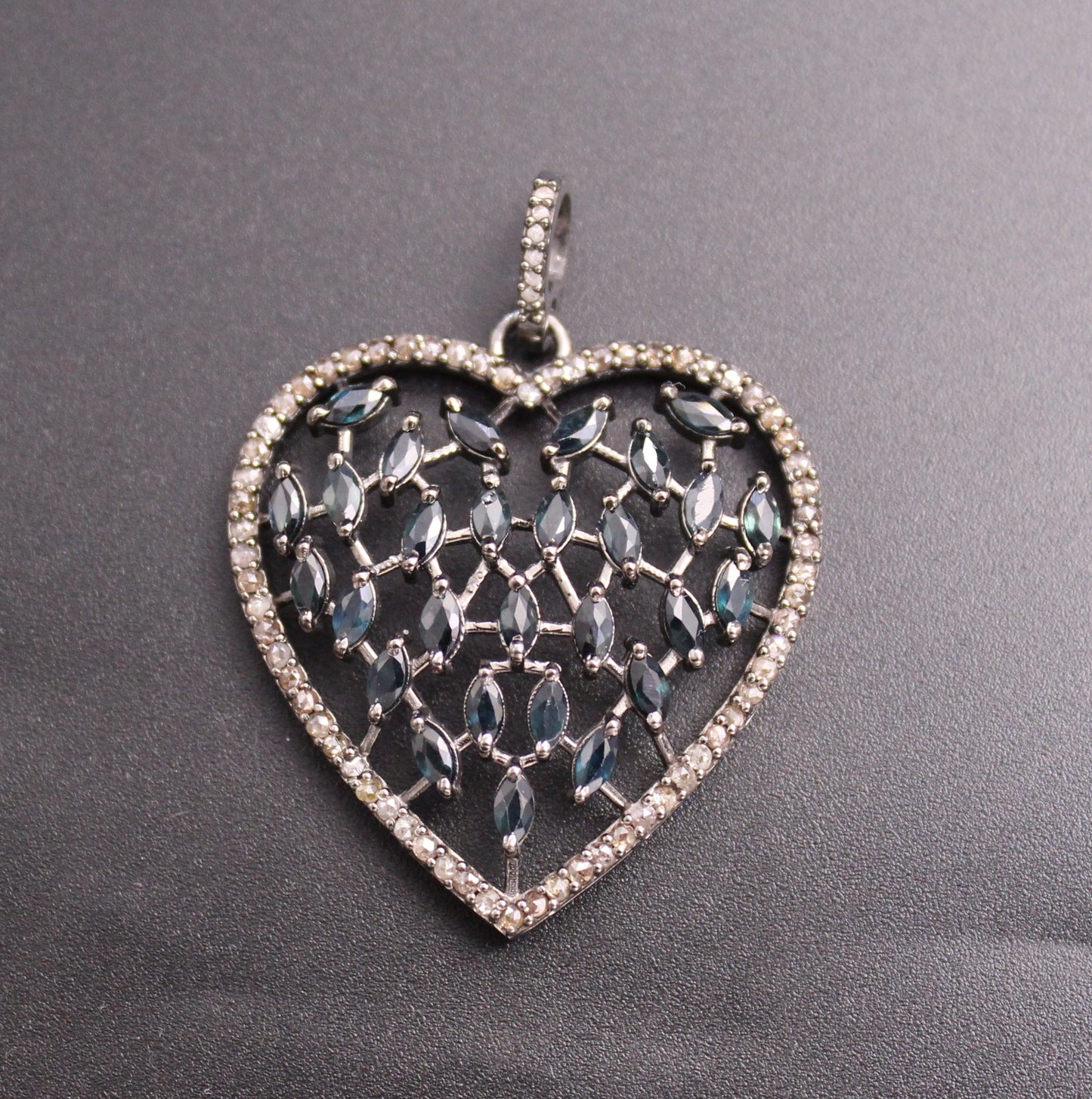 Heart Design Pendant with Diamond and Gemstone