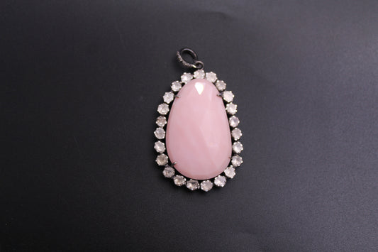 Pink Opal Diamond with Polki Pendant