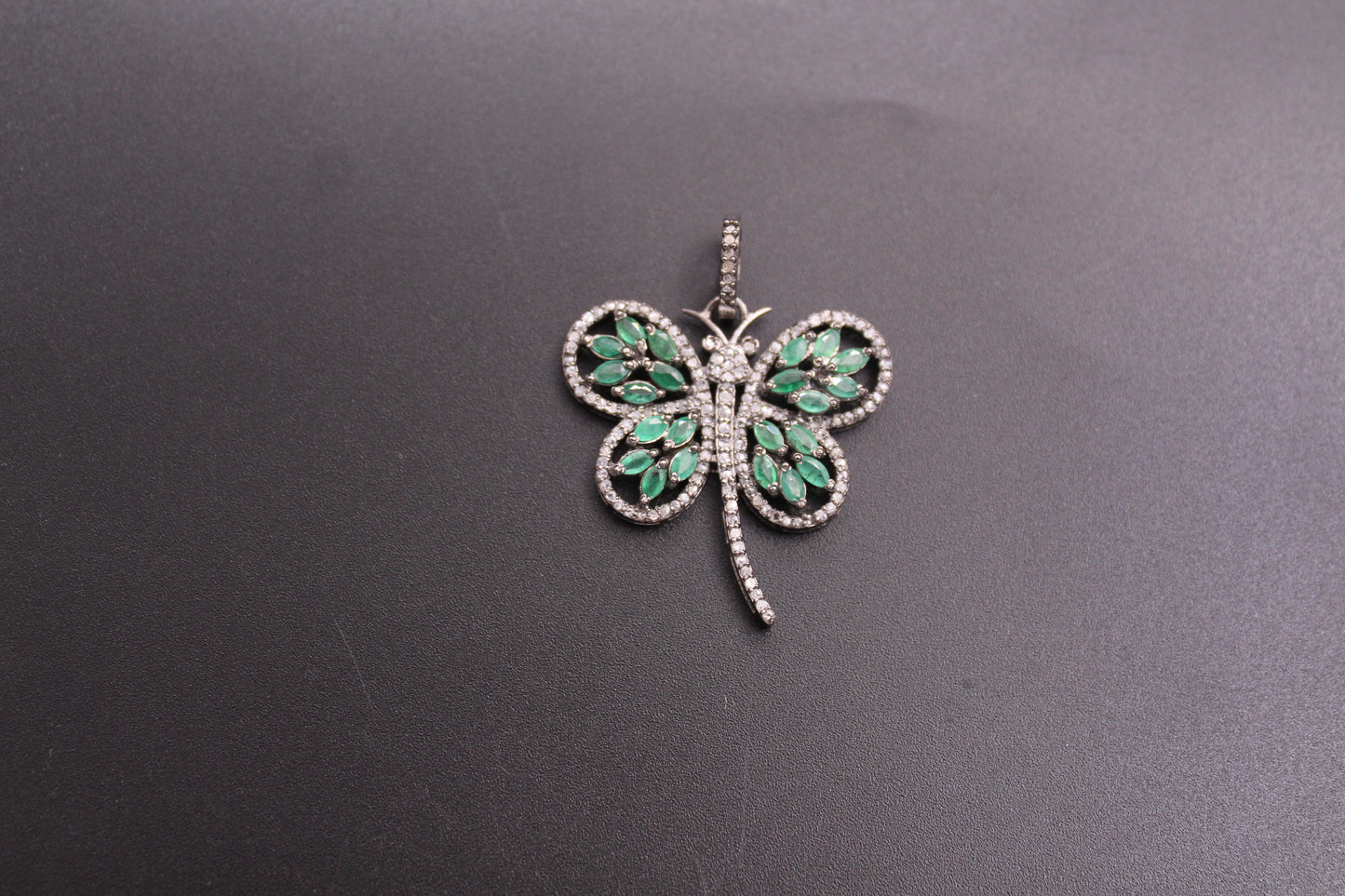 Butterfly Diamond Pendant with Gemstone and Polki Pendant