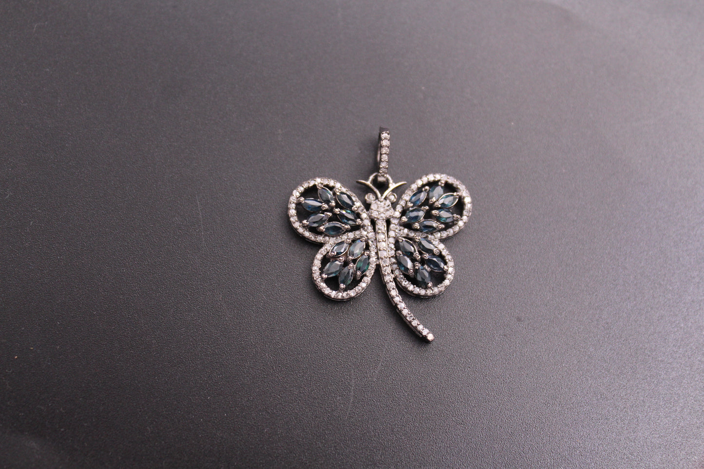 Butterfly Diamond Pendant with Gemstone and Polki Pendant