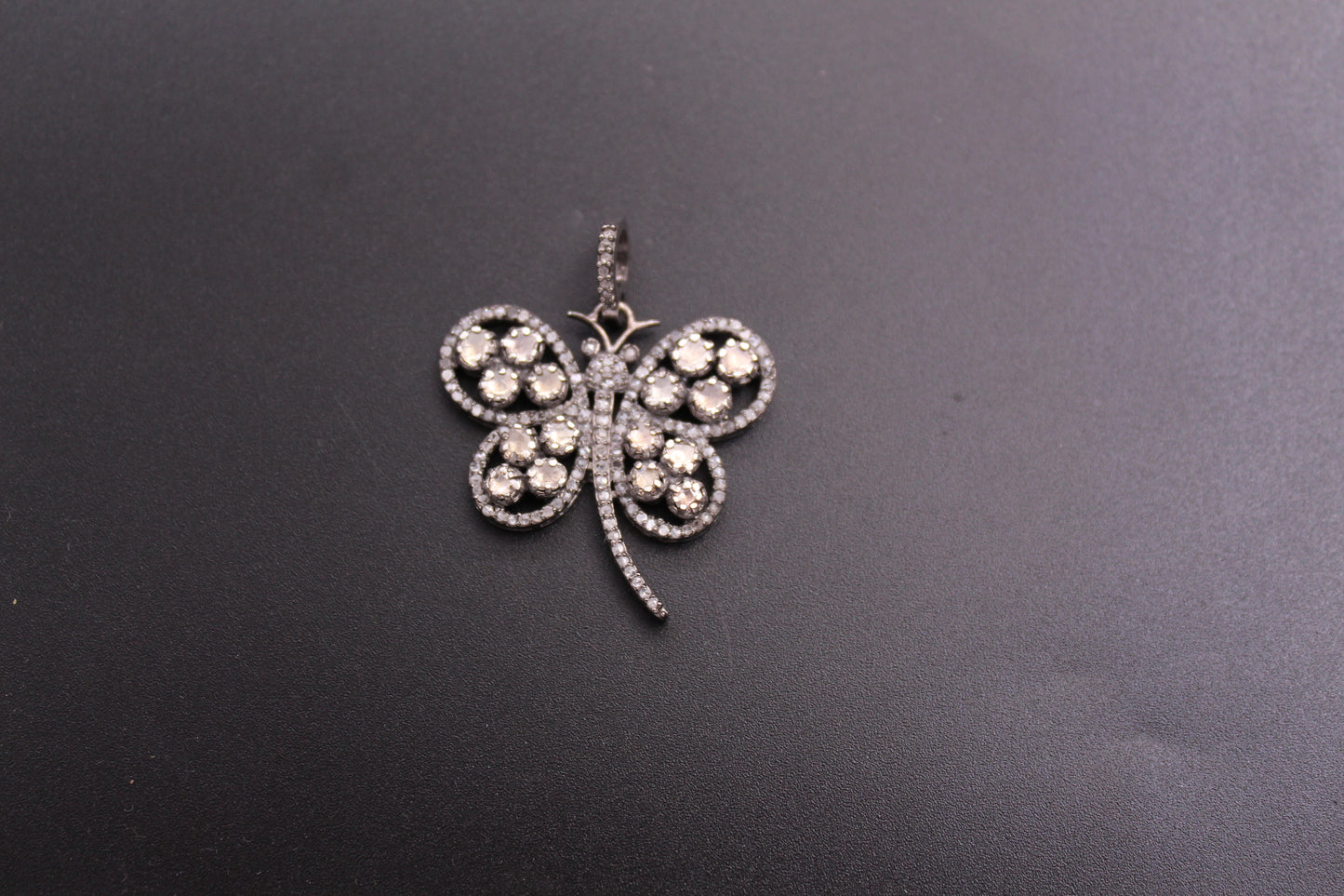 Butterfly Diamond Pendant with Gemstone and Polki Pendant