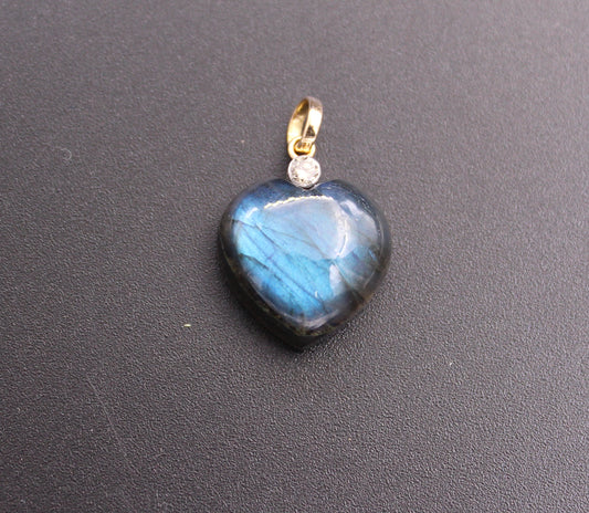 Heart Design Diamond and Gemstone Pendant in 14kt Gold