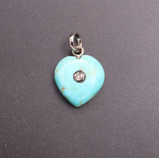 Heart Turquoise Diamond Pendant