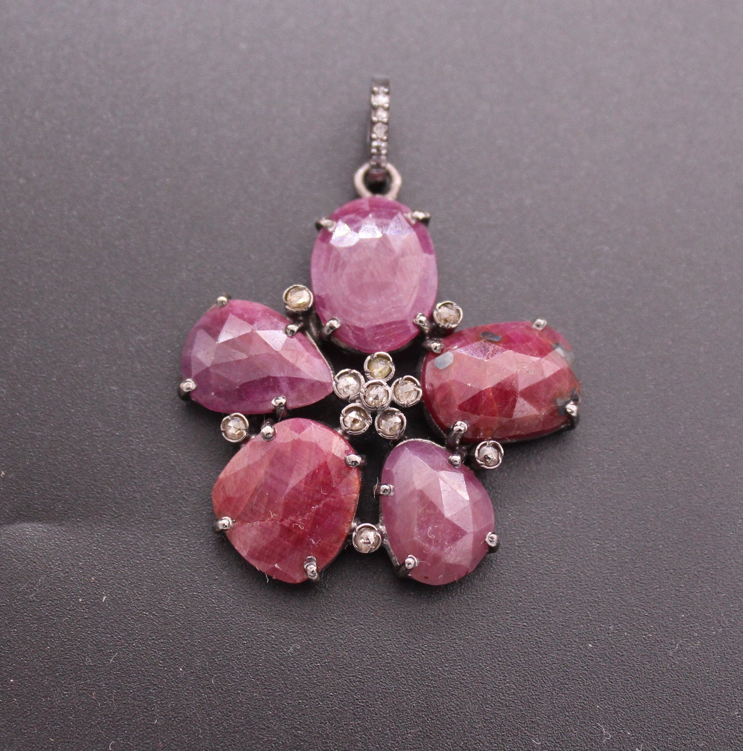 Flower Diamond and Gemstone Pendant