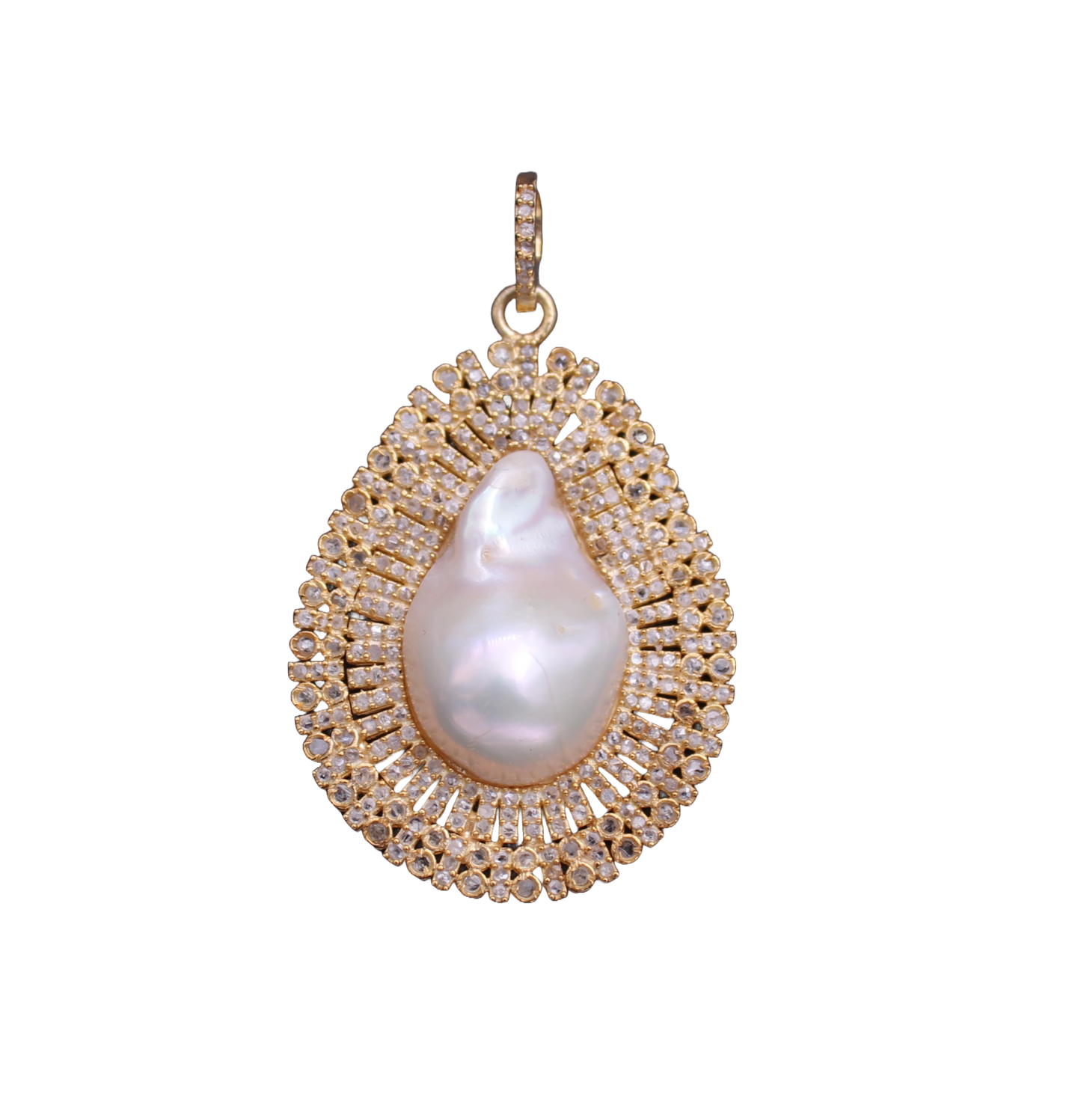 Tear Drop Pearl Diamond Pendant