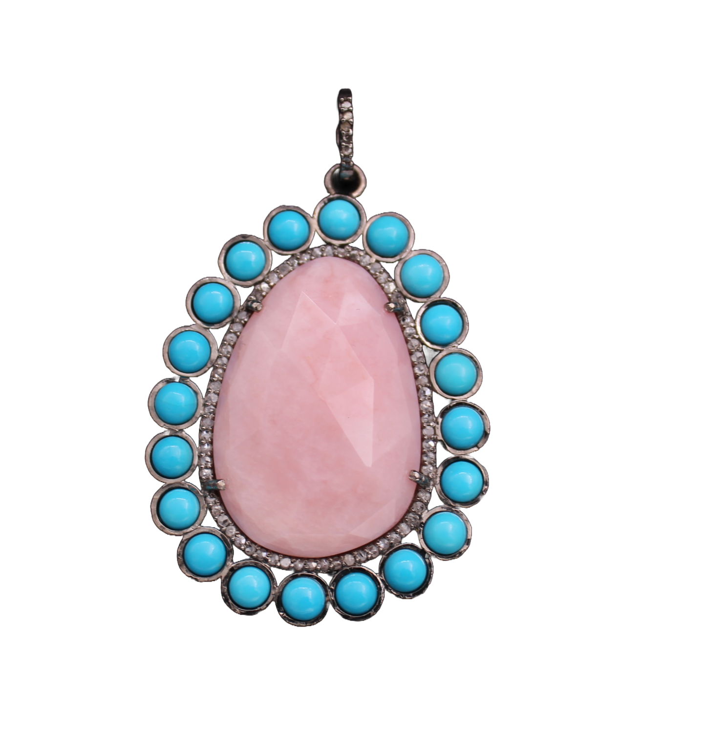 Drop Design Diamond and Gemstone Pendant