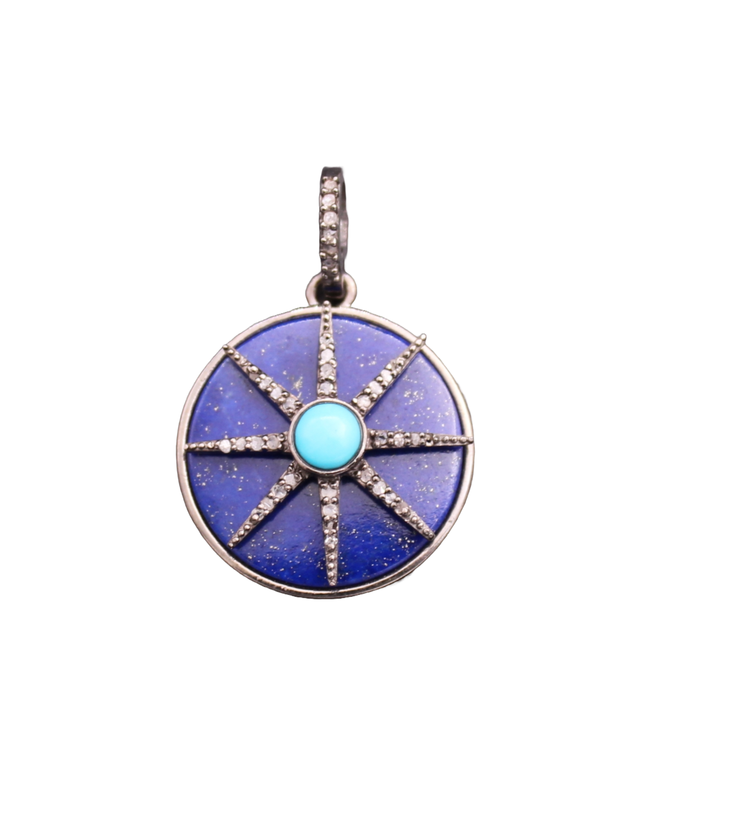 Round Star Diamond and Gemstone Pendant
