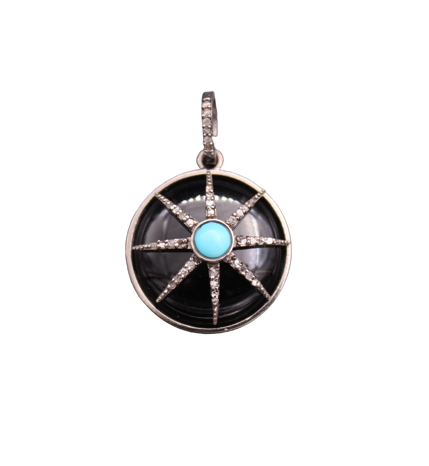 Round Star Diamond and Gemstone Pendant