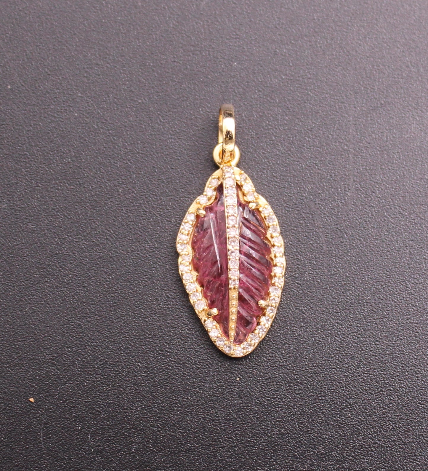 Gold Leaves Diamond and Gemstone Pendant