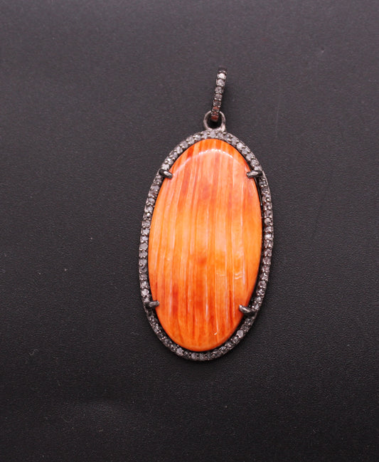 Oval Diamond and Gemstone Pendant