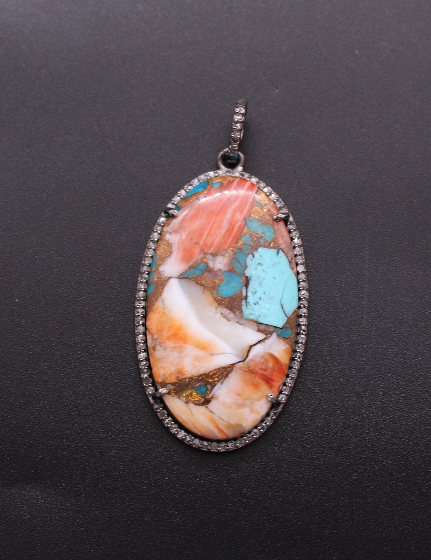 Oval Diamond and Gemstone Pendant