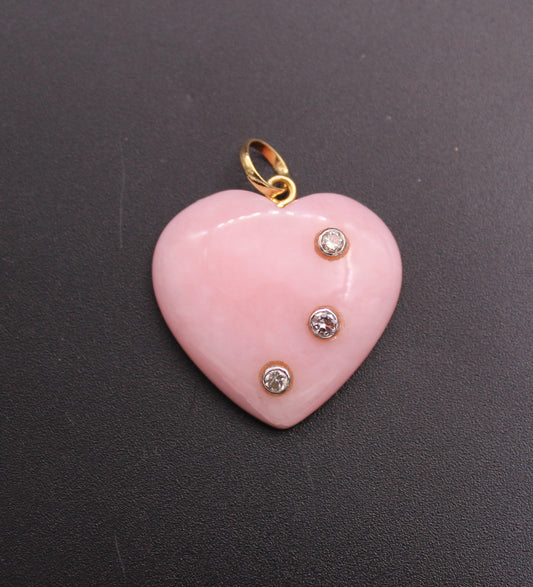 Gold Heart Diamond and  Gemstone Pendant