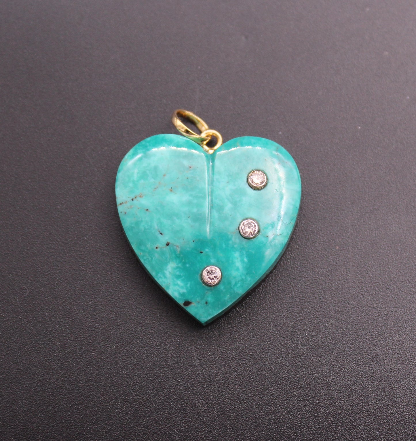 Gold Heart Diamond and Gemstone Pendant