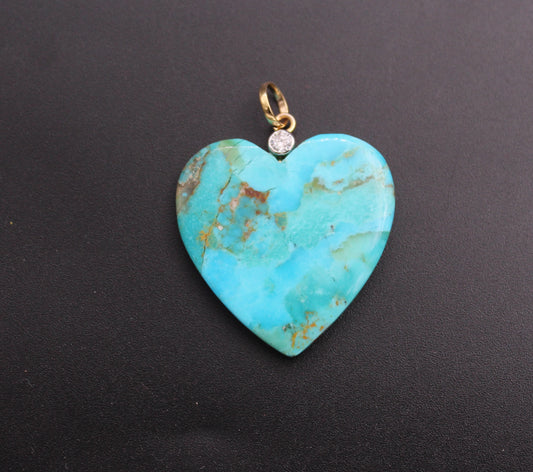 Gold Heart Diamond and Gemstone Pendant