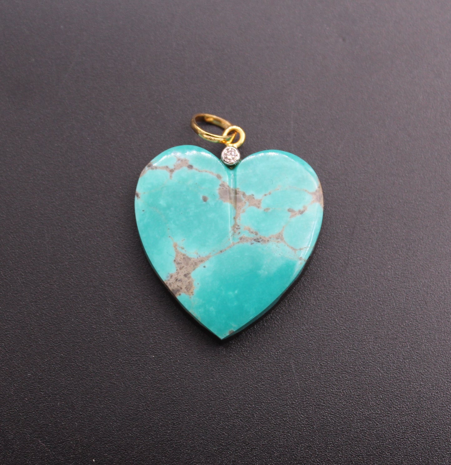 Gold Heart Diamond and Gemstone Pendant