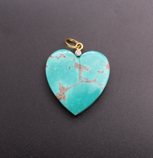 Gold Heart Diamond and Gemstone Pendant