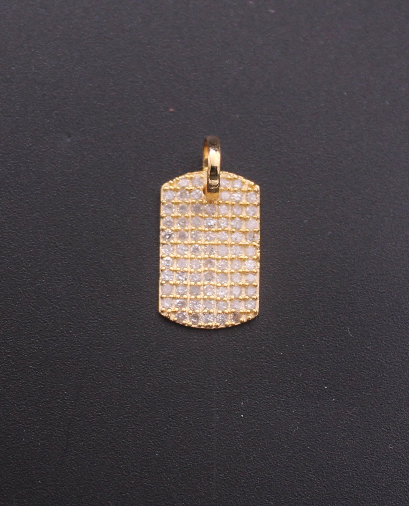 Gold Dog Tag Diamond Pendant