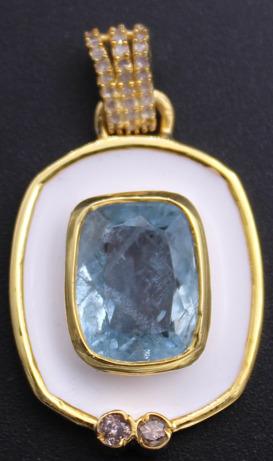Rectangle Enamel with Stone Diamond Charm