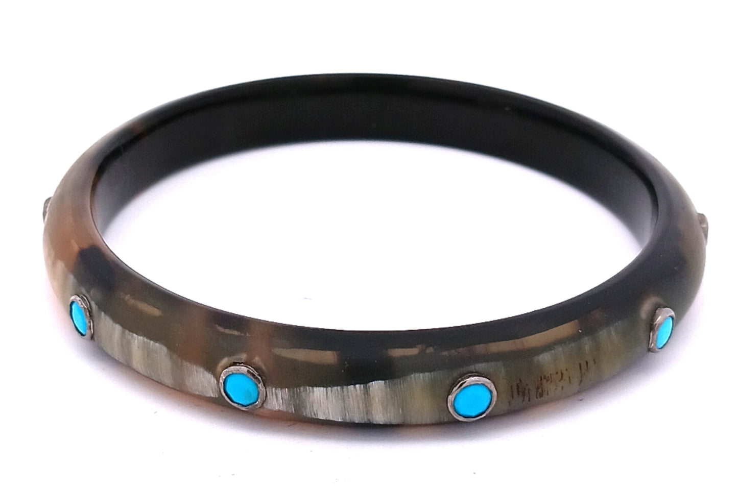 TURQUOISE And CORAL, POLKI DIAMOND HORN BANGLE