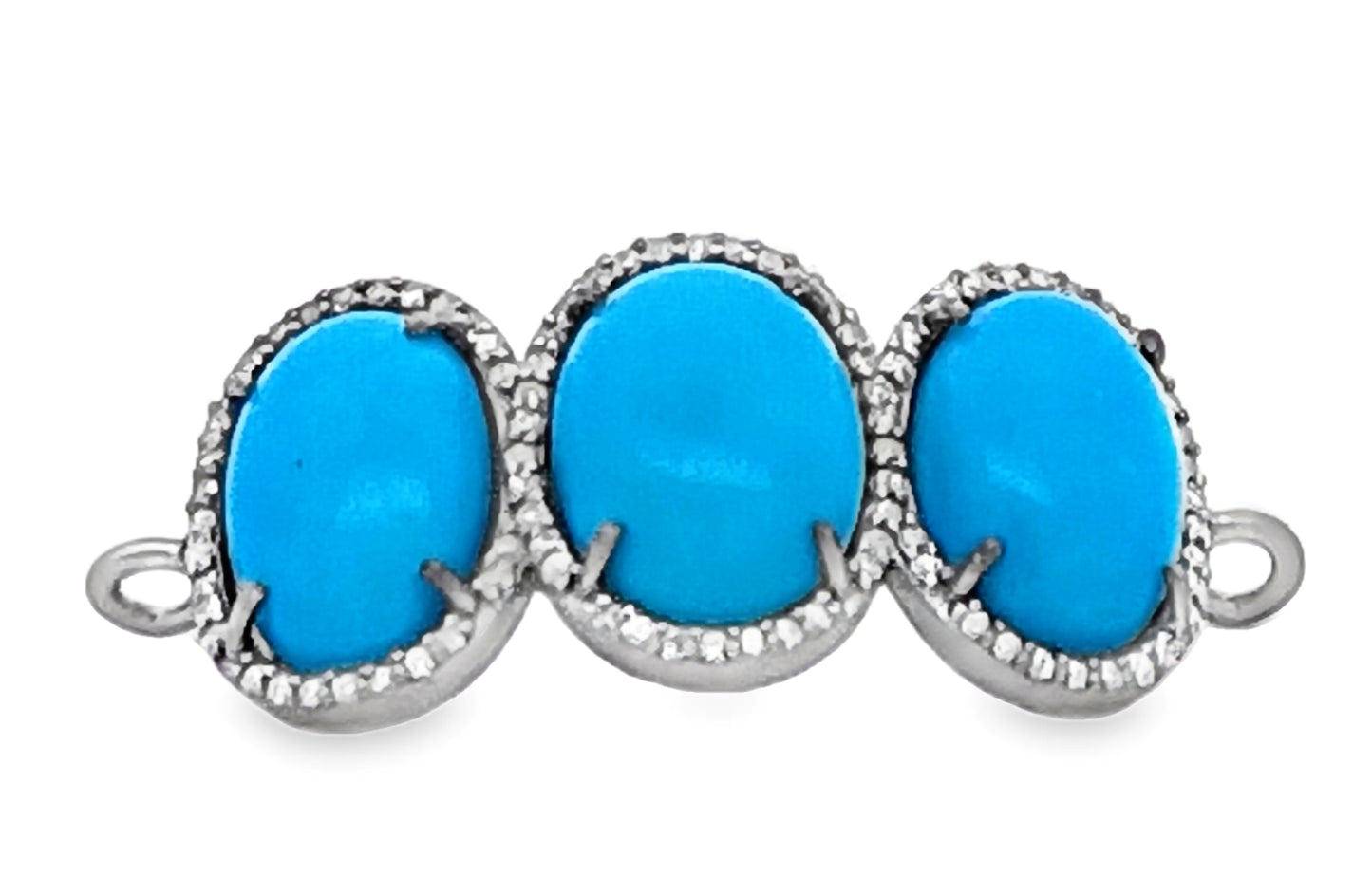 Diamond & Turquoise Oval Bracelet Connector