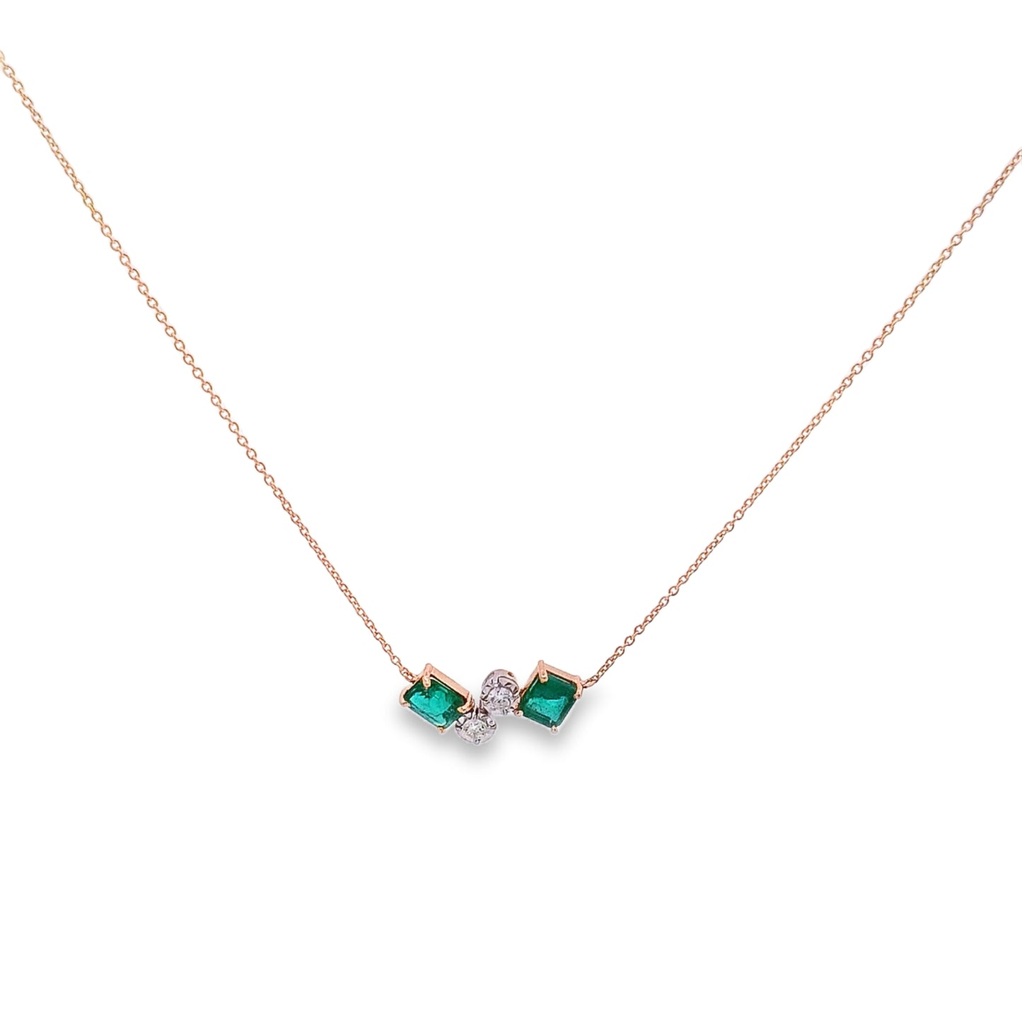 14KT Diamond & Emerald Gold Chain Necklace