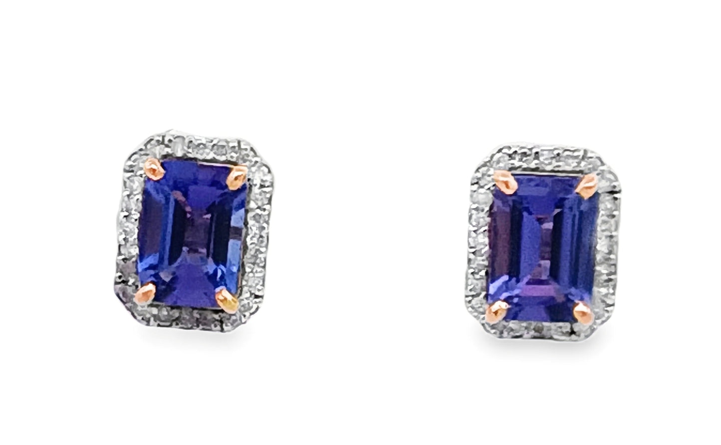 14KT Diamond & Tanzanite Stud Earring