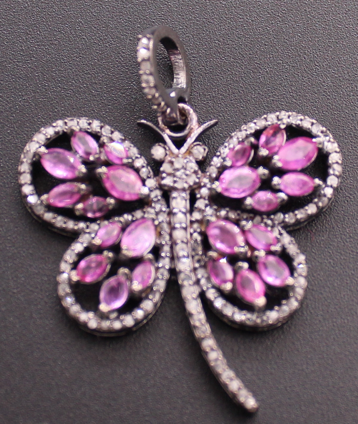 Butterfly Diamond Pendant with Gemstone and Polki Pendant