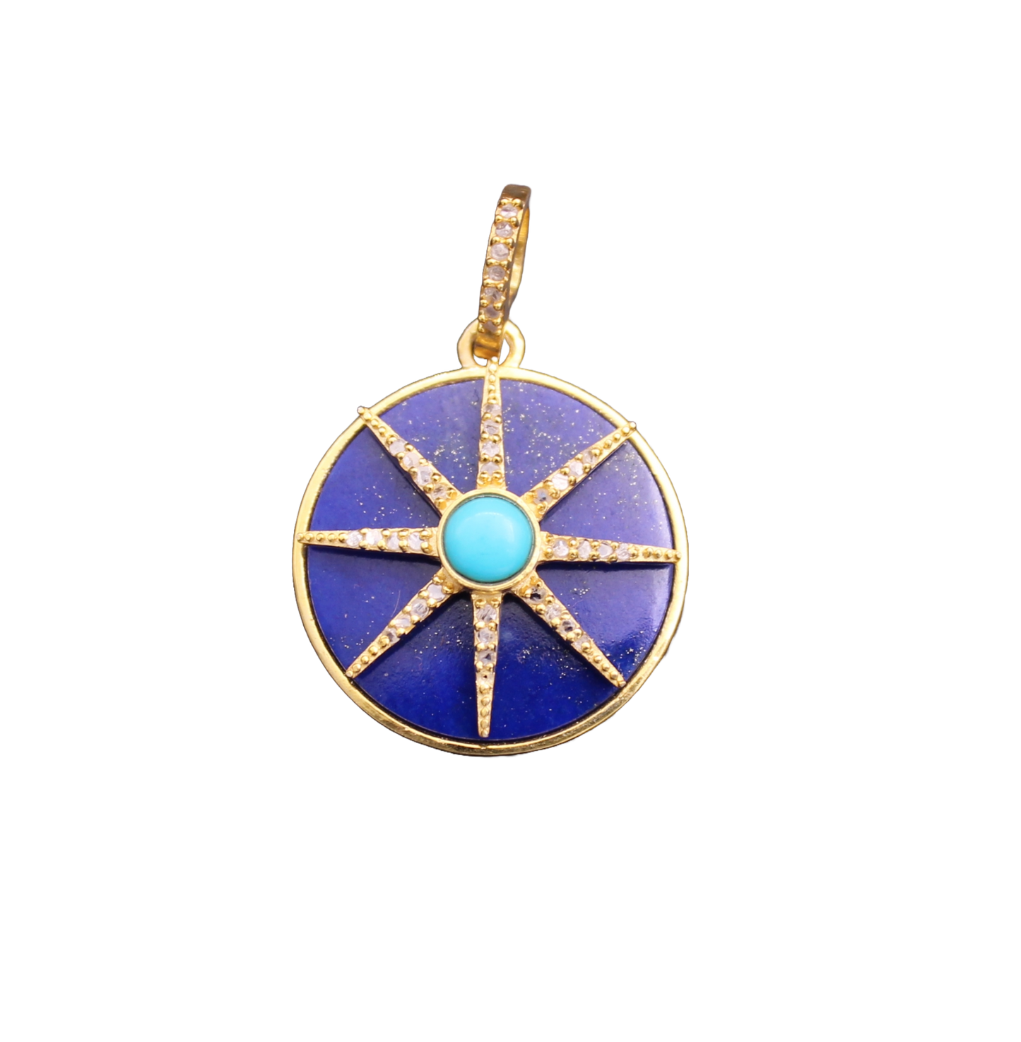 Round Star Diamond and Gemstone Pendant