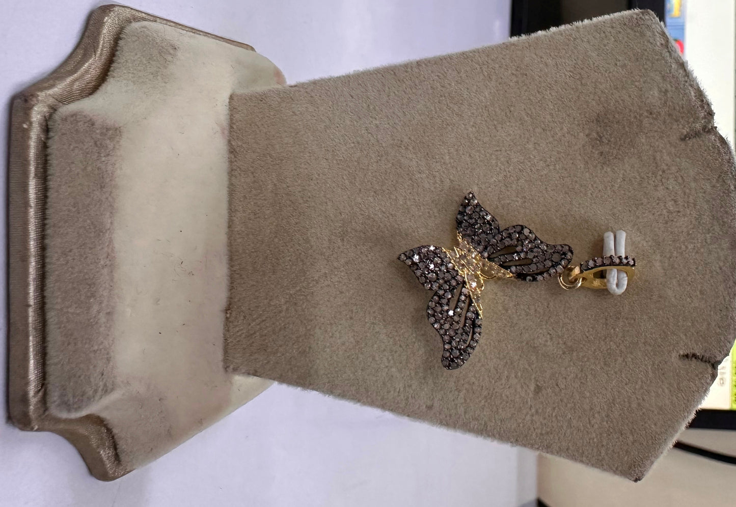 TWO TONE SMALL DIAMOND BUTTERFLY PENDANT