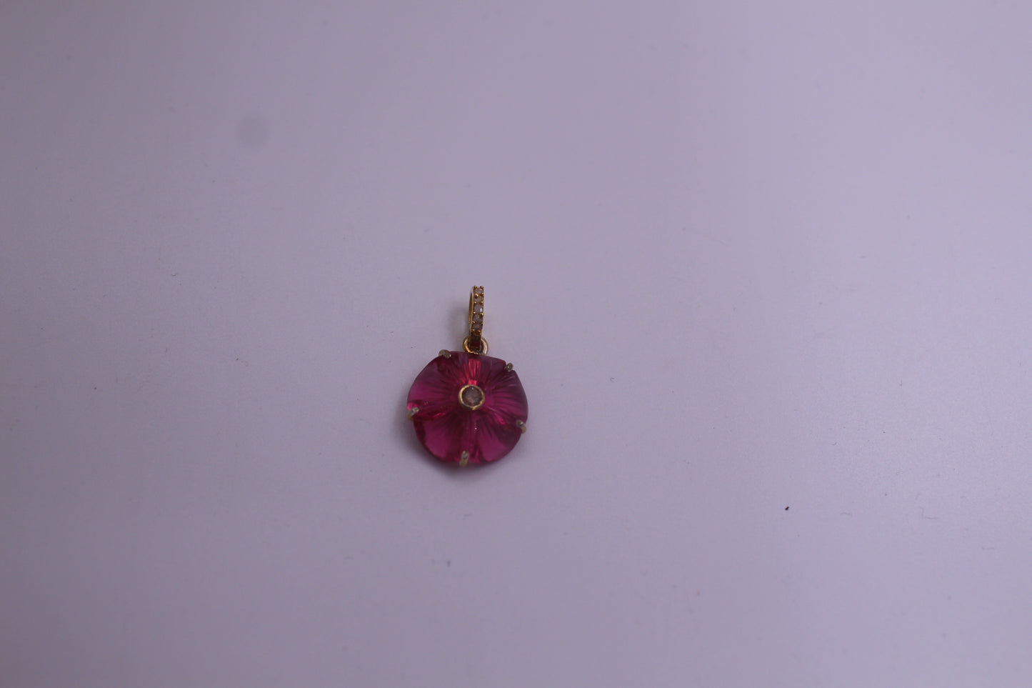 Tourmaline & Diamond Flower Pendant