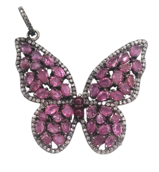 Butterfly Diamond and Ruby Pendant