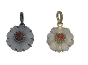 Frosted Crystal Diamond Flower with Multi Stone