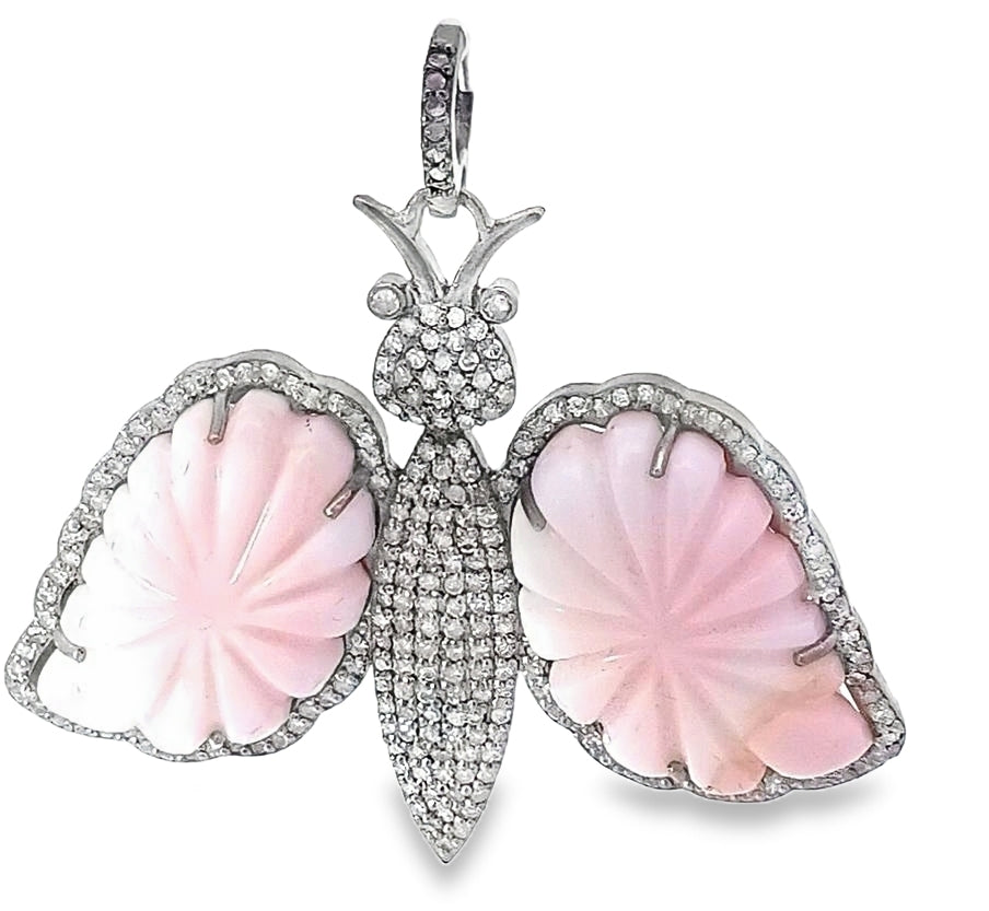 PINK OPAL DIAMOND BUTTERFLY PENDANT