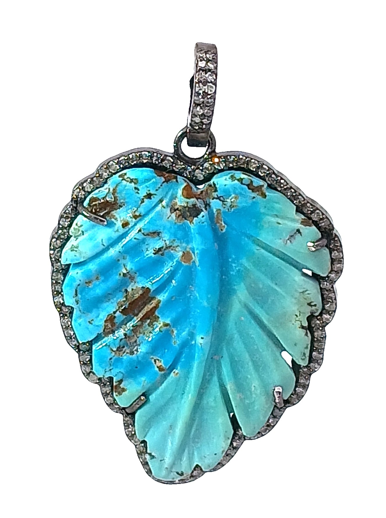 Diamond & Turquoise Leaf Pendant