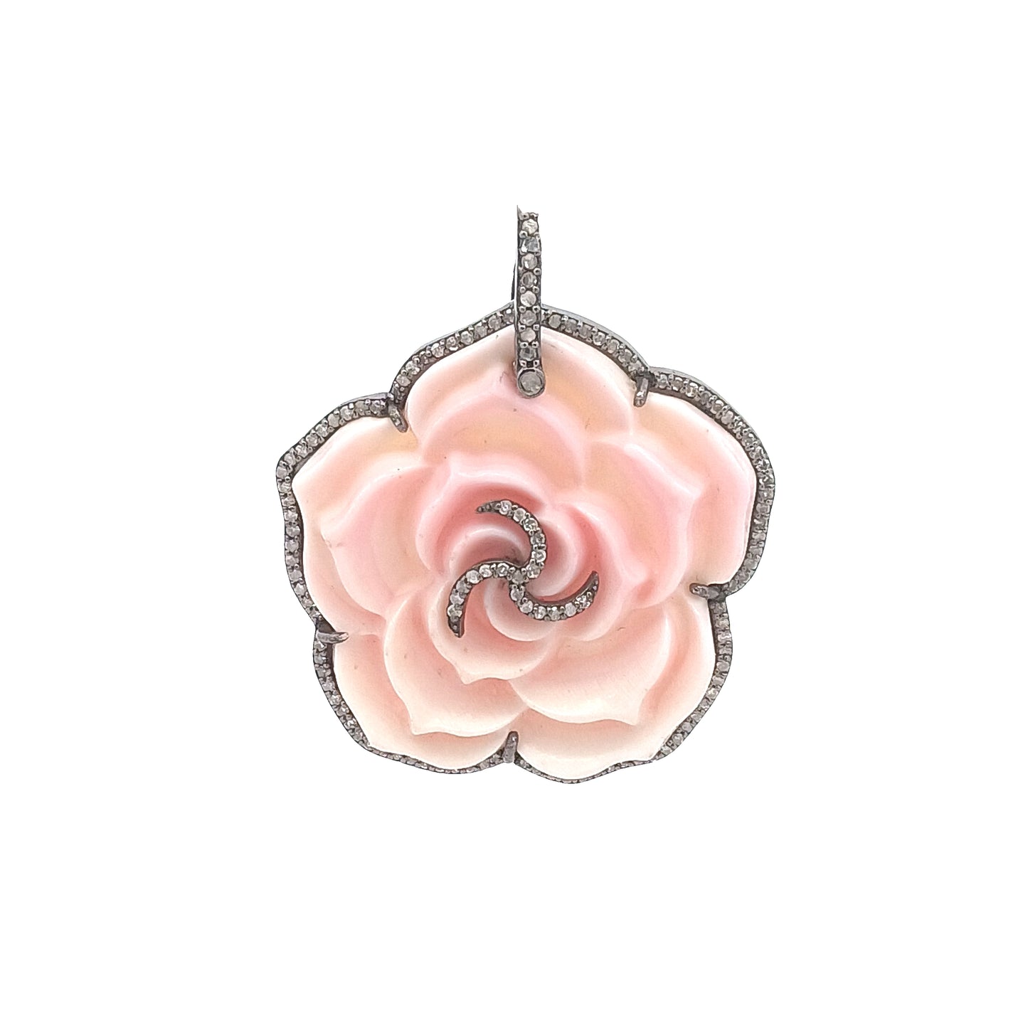 Diamond & Pink Stone Flower Pendant