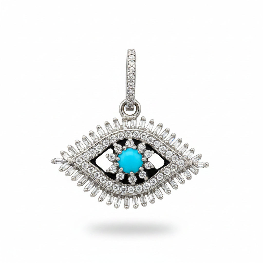 Diamond Evil Eye and Turquoise Charm