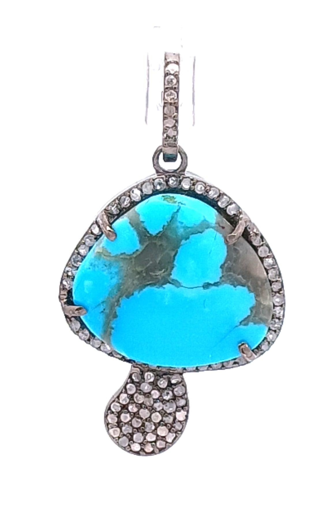 Diamond and Turquoise Mushroom Pendant