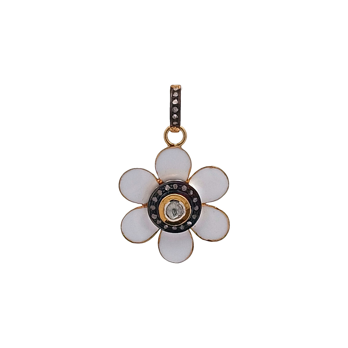 Polki Diamond & Enamel Flower Charm