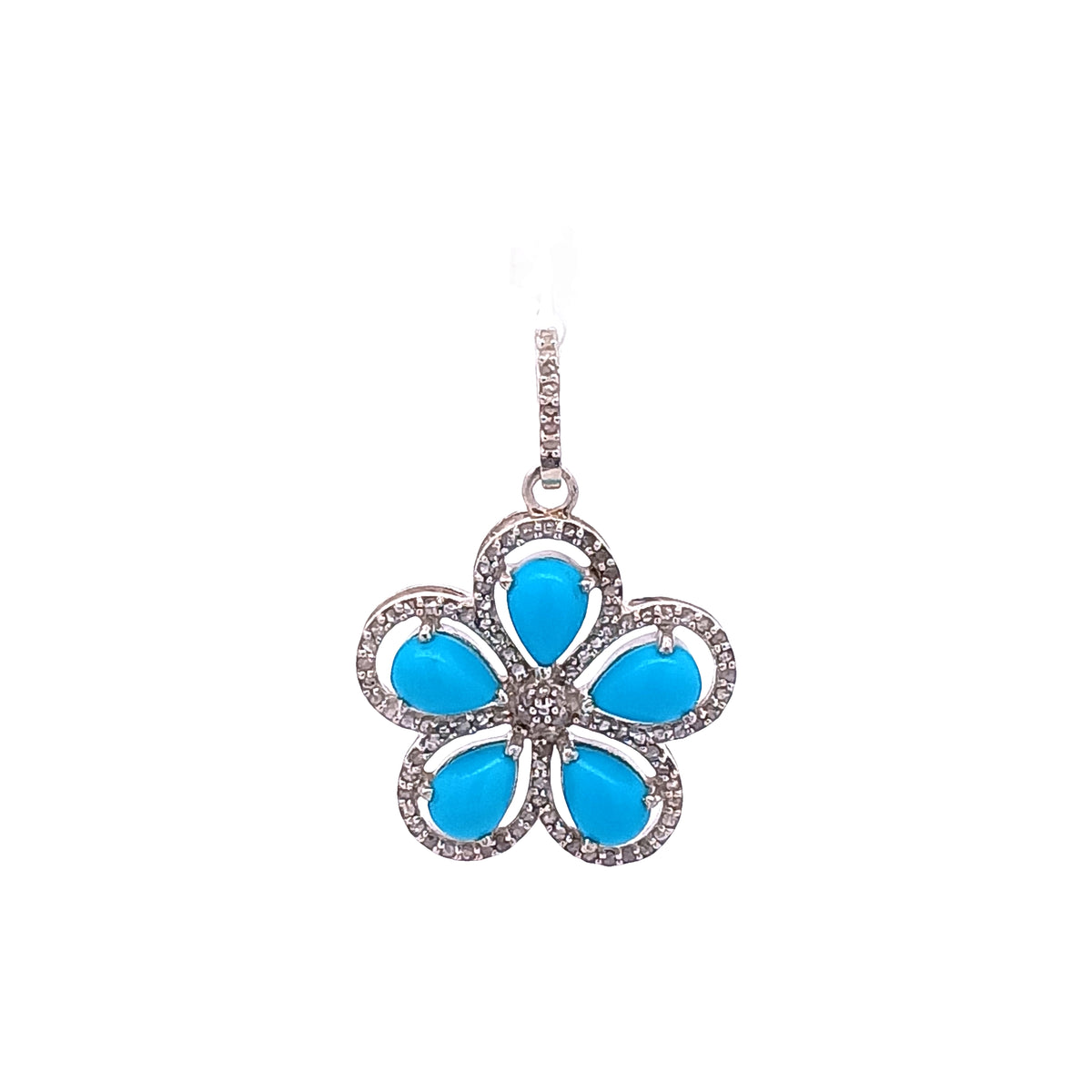 Diamond & Turquoise Flower Pendant