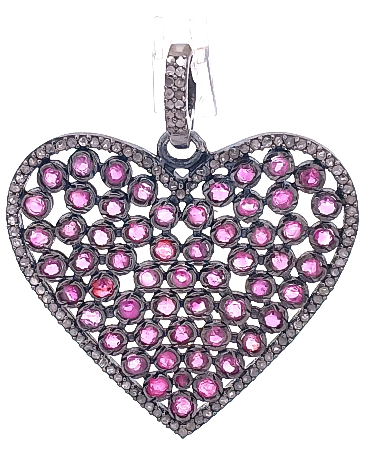 Diamond and Ruby Heart Pendant