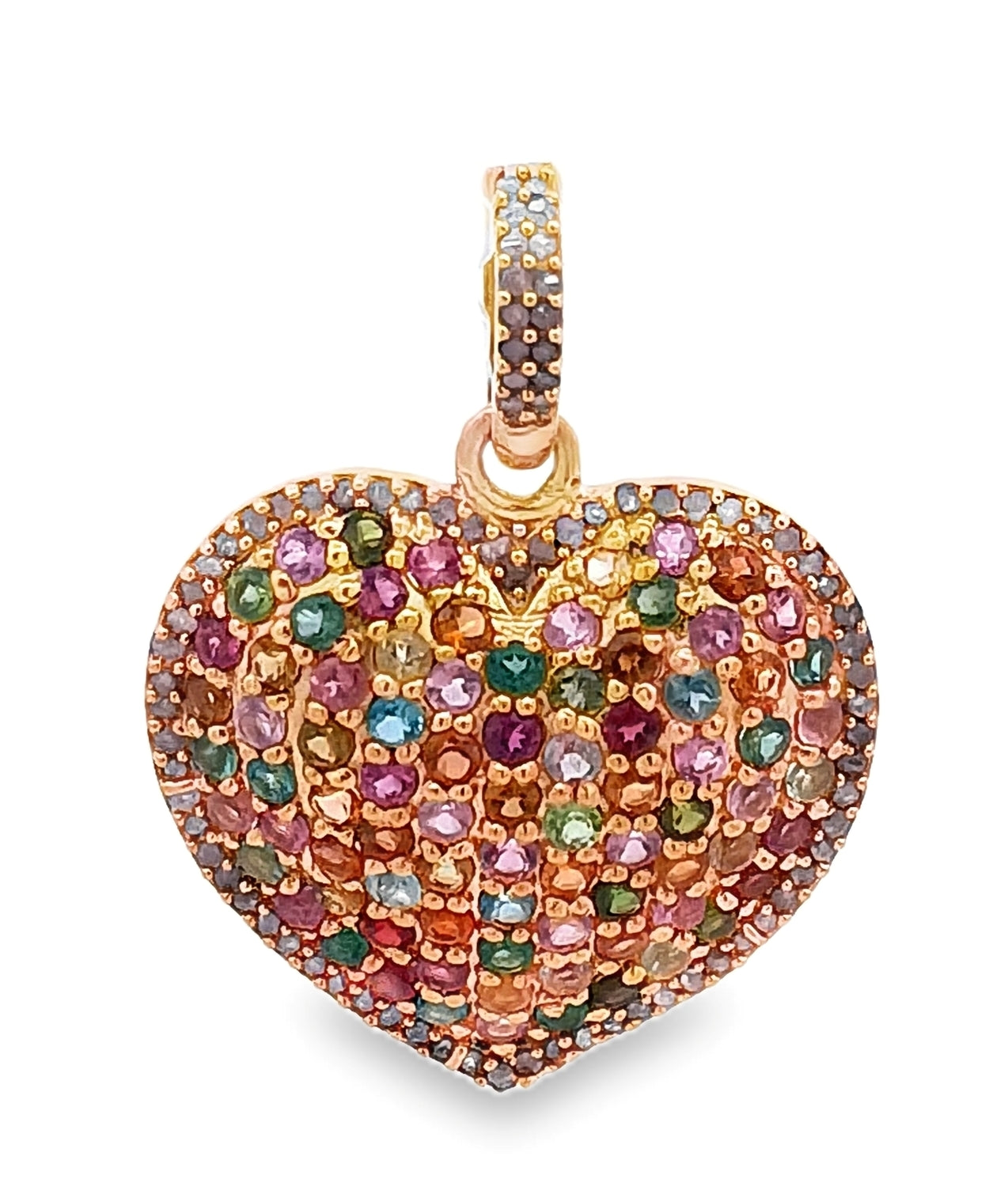 Diamond & Multi Tourmaline Heart Pendant