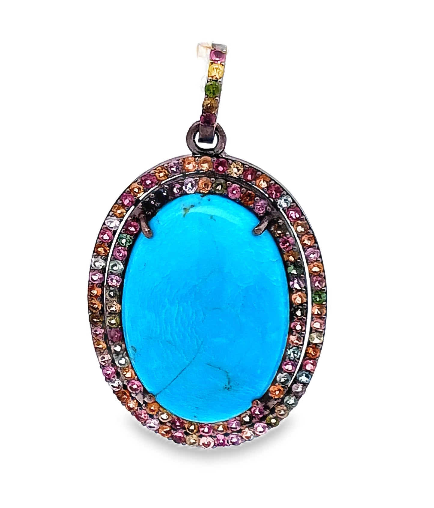 Double Layer Tourmaline and Turquoise Pendant
