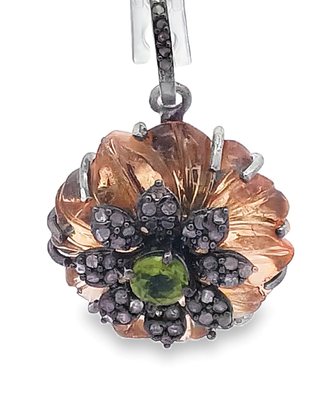 Diamond & Peridot Stone Flower Pendant