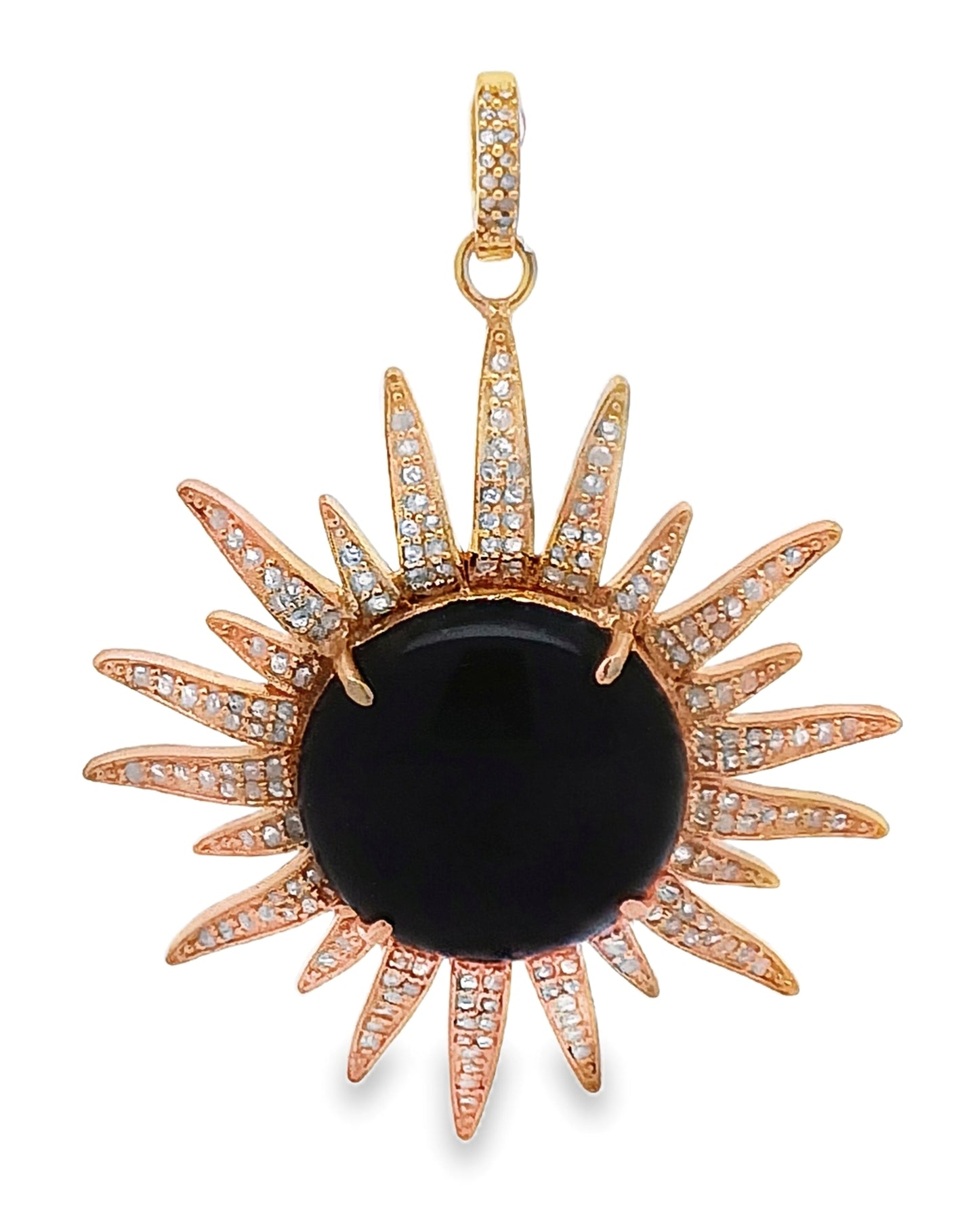 Diamond & Black Onyx and Lapis Lazuli Sun Pendant