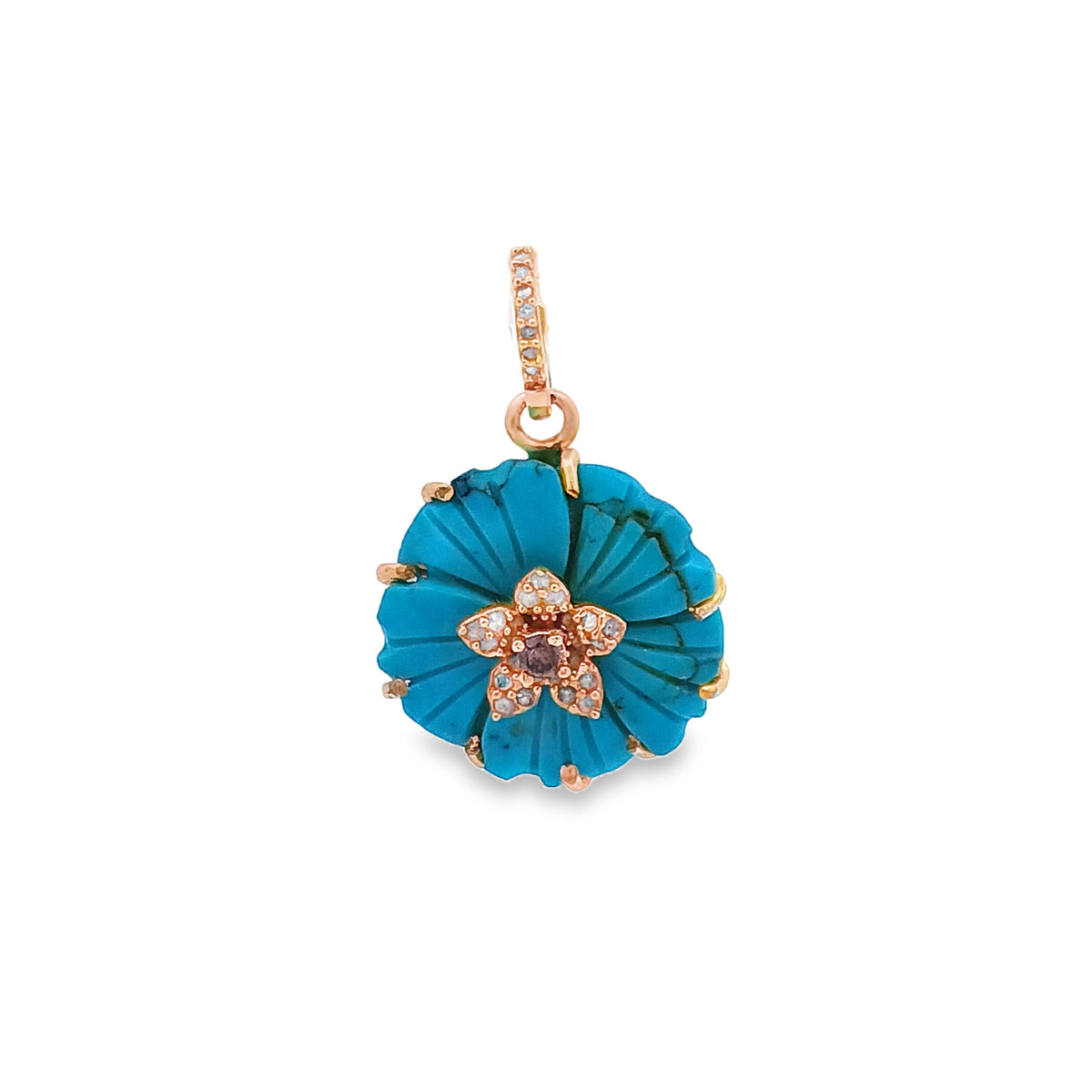 Diamond & Turquoise Flower Pendant