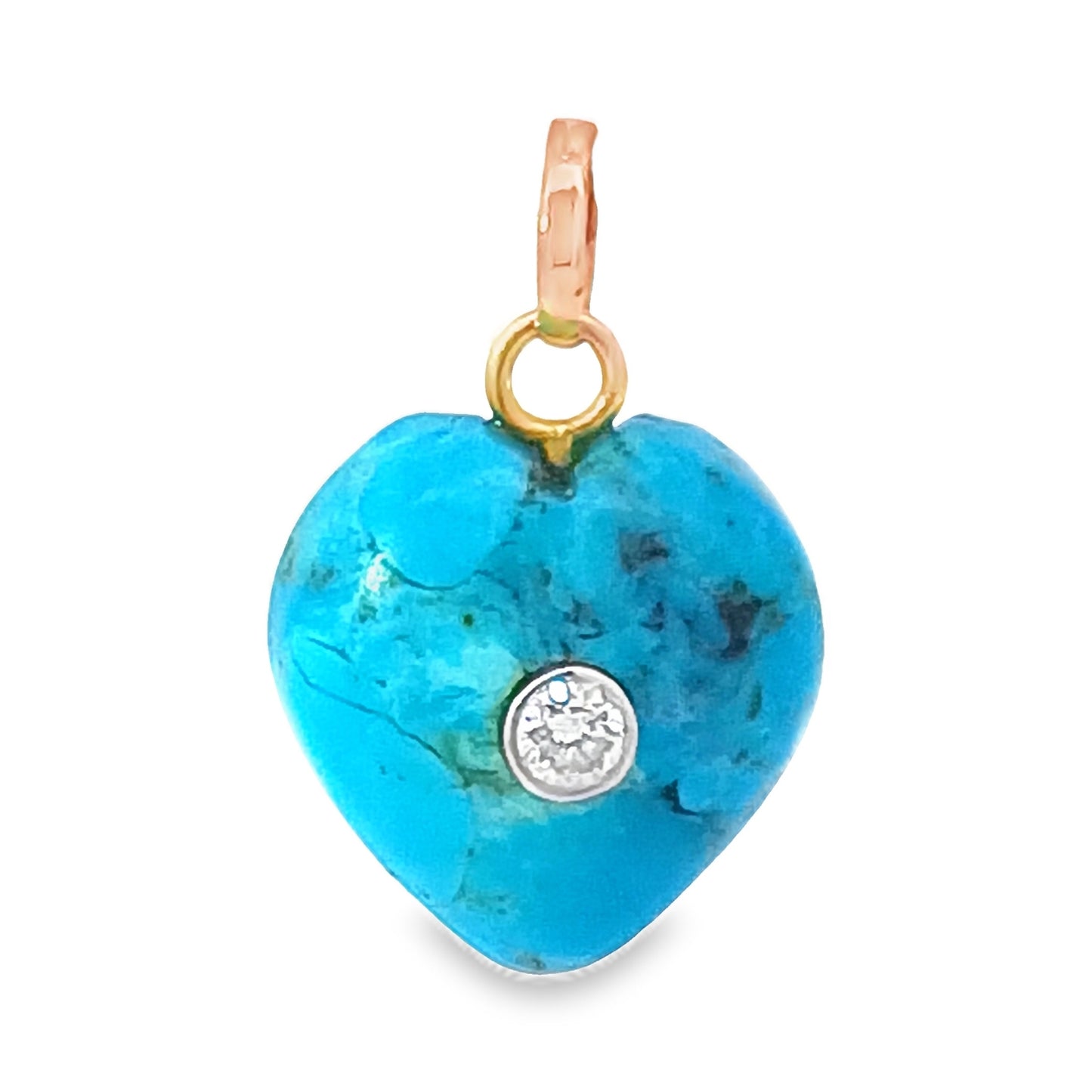 14KT Diamond & Turquoise Heart Charm