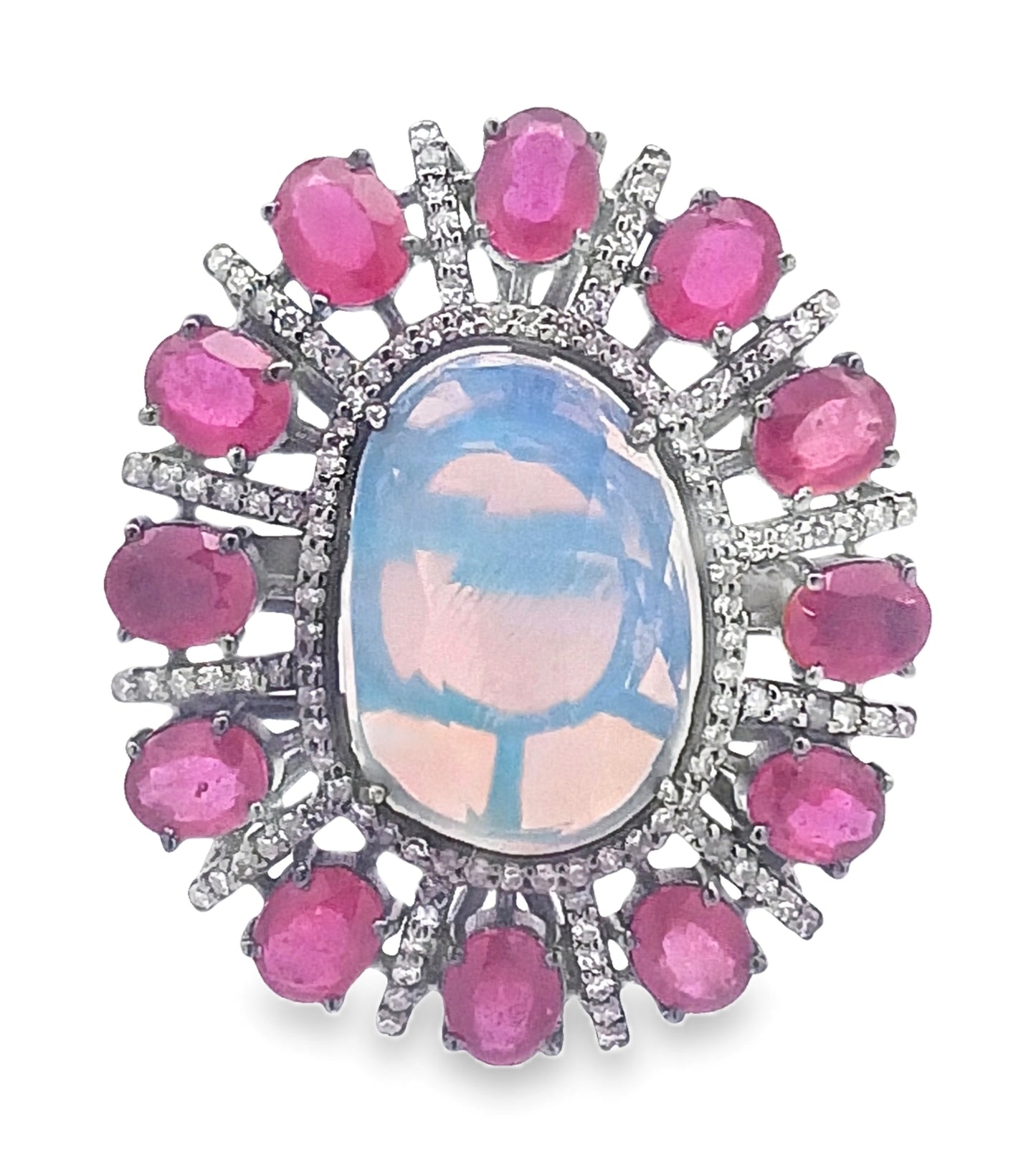 Diamond & Opal with Ruby Ring