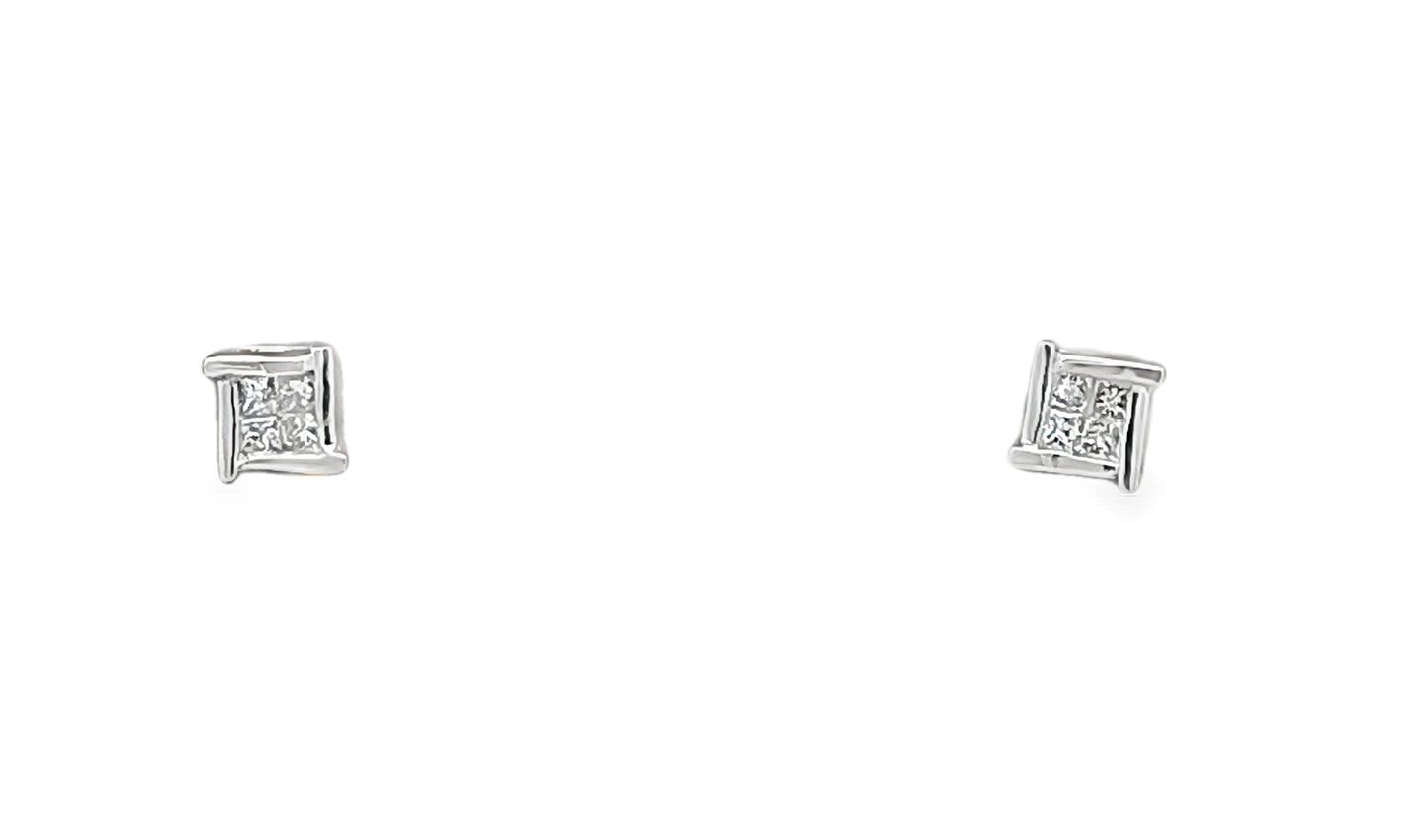 14KT Diamond White Gold Studs