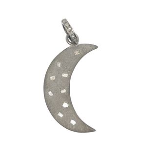 Baguette And Diamond Moon Pendant