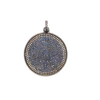 Round Diamond and Blue Sapphire Pendant